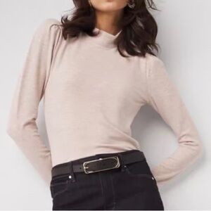 White House Black Market Cream Long Sleeve Top